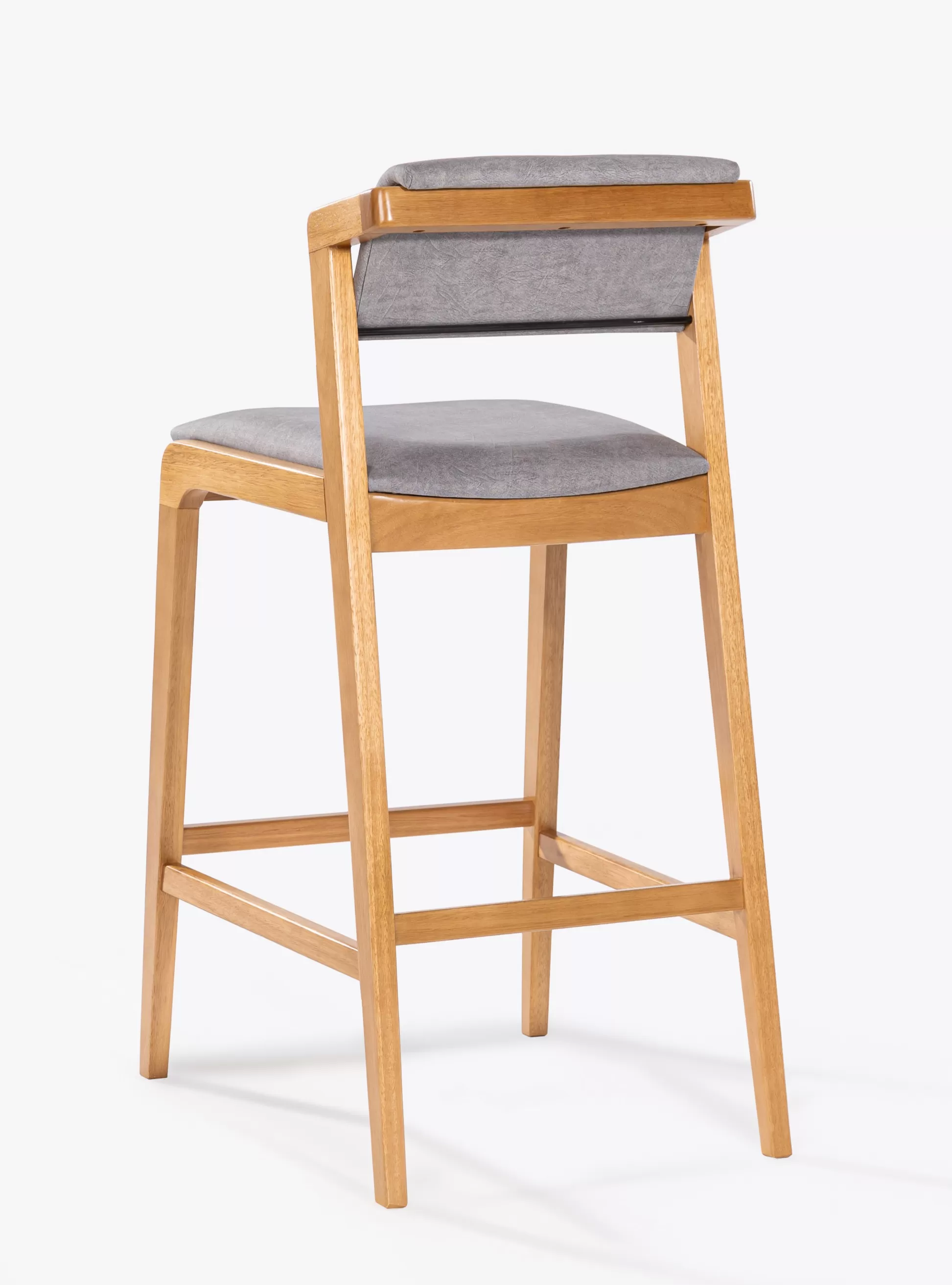 Banqueta Davos para Área Gourmet em Madeira, assento e encosto estofado | Acabamento em Verniz - Espaço Casa e Jardim