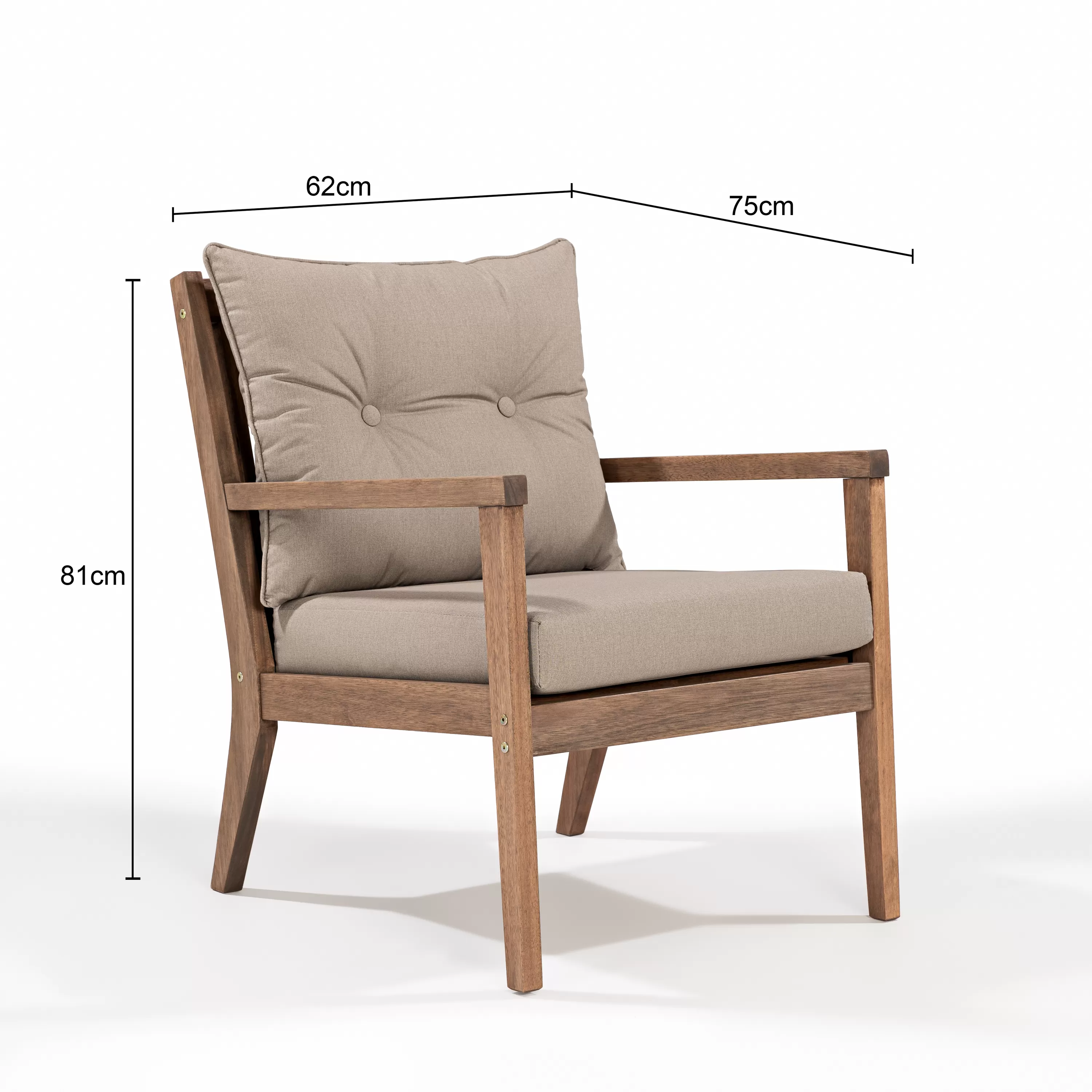 Poltrona Riade para Área Gourmet em Madeira com assento e encosto estofados - 1 Lugar | Acabamento em Verniz - Espaço Casa e Jardim