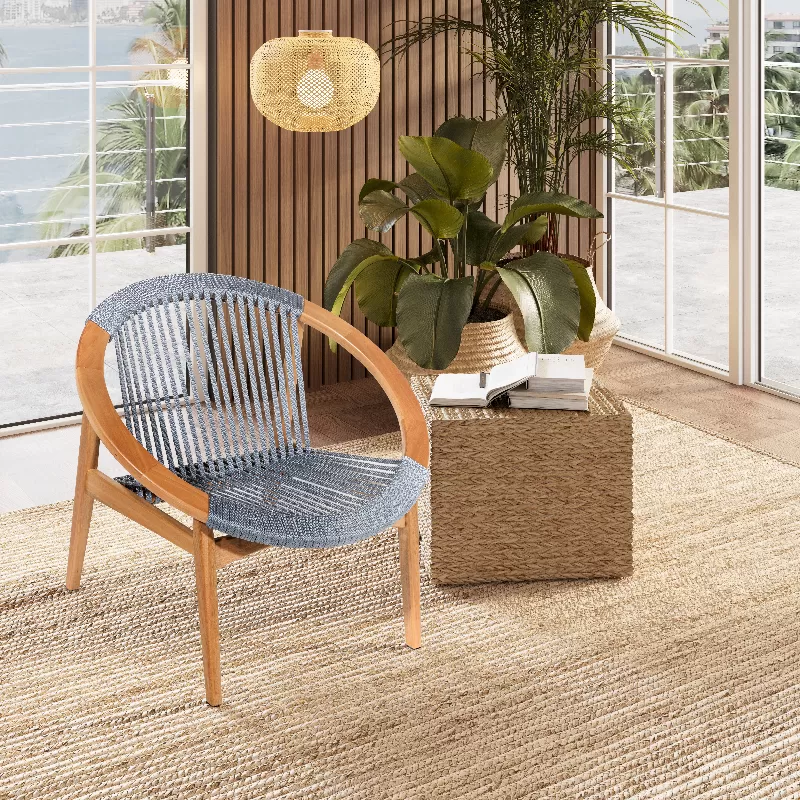 Poltrona Luxor para Área Gourmet em madeira e corda náutica | Acabamento em Verniz Natural - Espaço Casa e Jardim