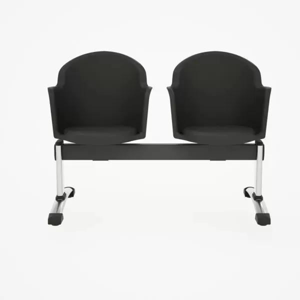 Longarina Boston Gogo 2 Lugares com braço - Pés Cromados