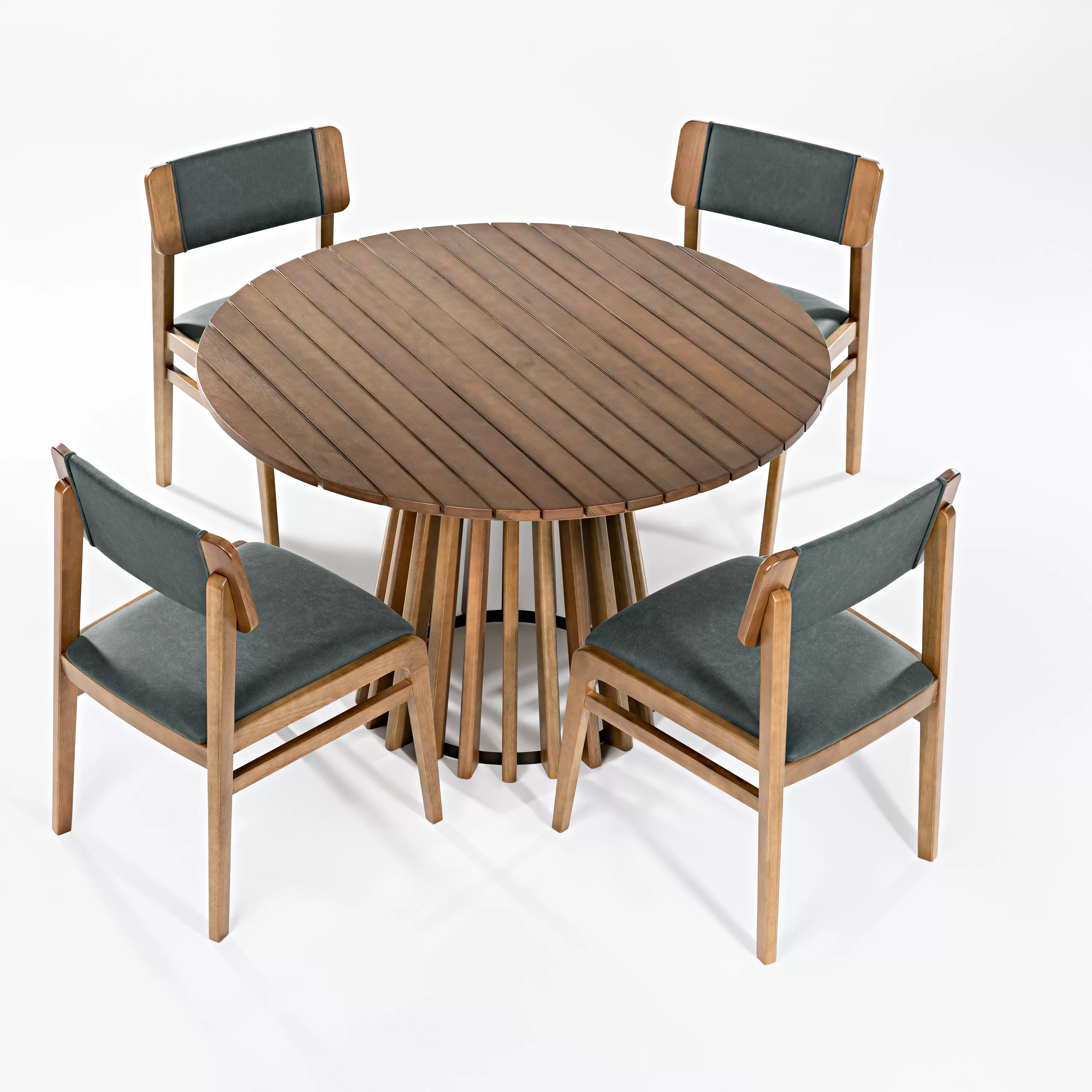 Mesa para Área Gourmet Redonda em Madeira Maya | Acabamento em Verniz - com 1,20 de diâmetro - Espaço Casa e Jardim