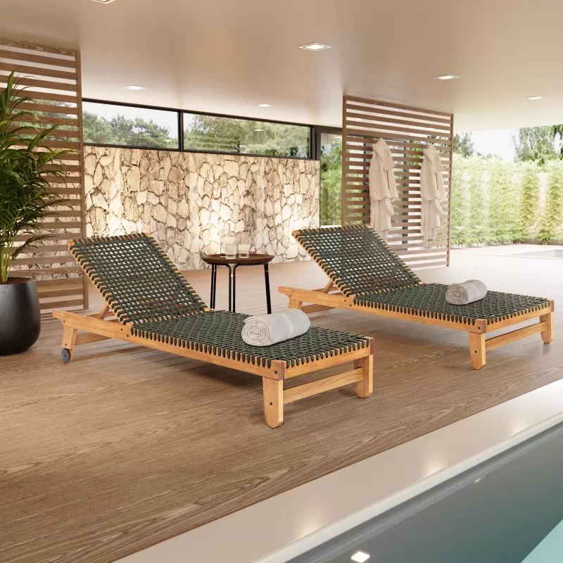 Espreguiçadeira em Madeira e Corda Náutica | Linha Traço - Espaço Casa e Jardim