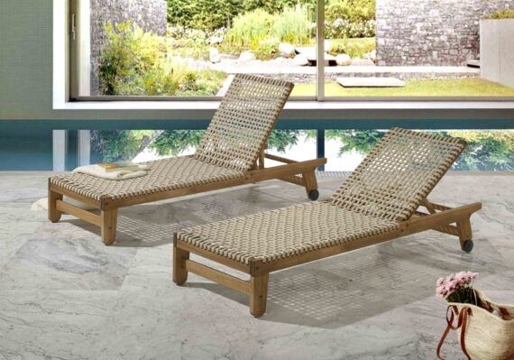 Espreguiçadeira em Madeira e Corda Náutica | Linha Traço - Espaço Casa e Jardim