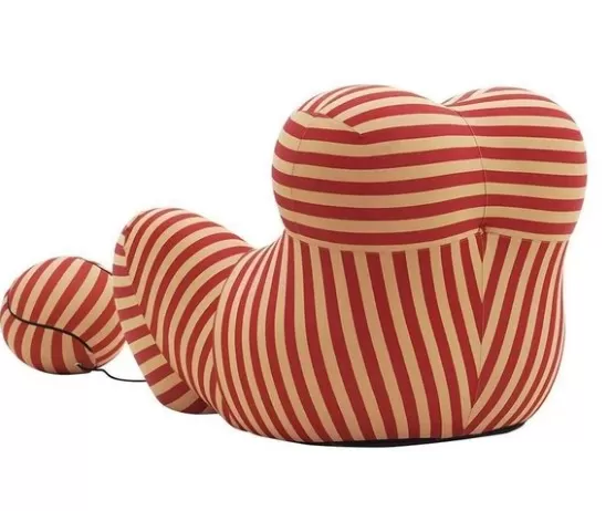 Poltrona La Mamma Arm com Pufe - Listrado Vermelho