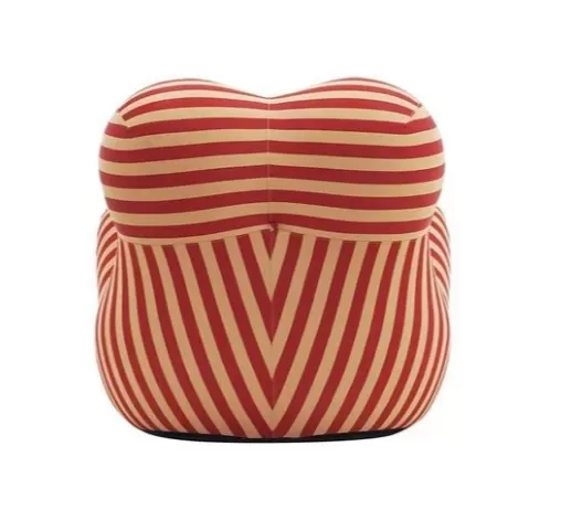 Poltrona La Mamma Arm com Pufe - Listrado Vermelho