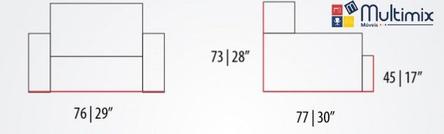 Poltrona Shannon 1 lugar I Diversas opções de revestimento I com 0,76 m de comprimento