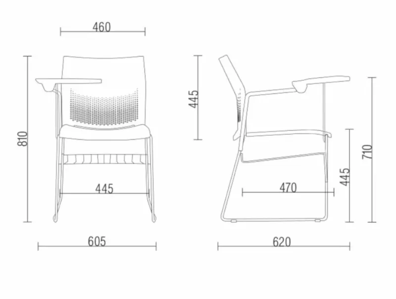 Cadeira Connect Universitária - Prancheta Fixa Estrutura Preta ou Cinza | Suporte para Livros *Assento Estofado