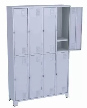 GRP-08 Chapa 26 - Roupeiro de aço 8 portas com sapateira