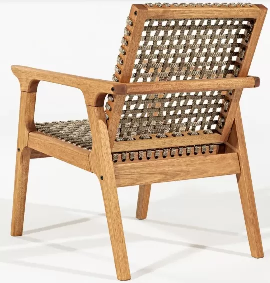 Poltrona em Madeira 1 Lugar *Reclinável Corda Areia e Cores | Linha Traço - Alt. 0,83 cm X Larg. 0,58 cm X Prof. 0,62 cm - Espaço Casa e Jardim