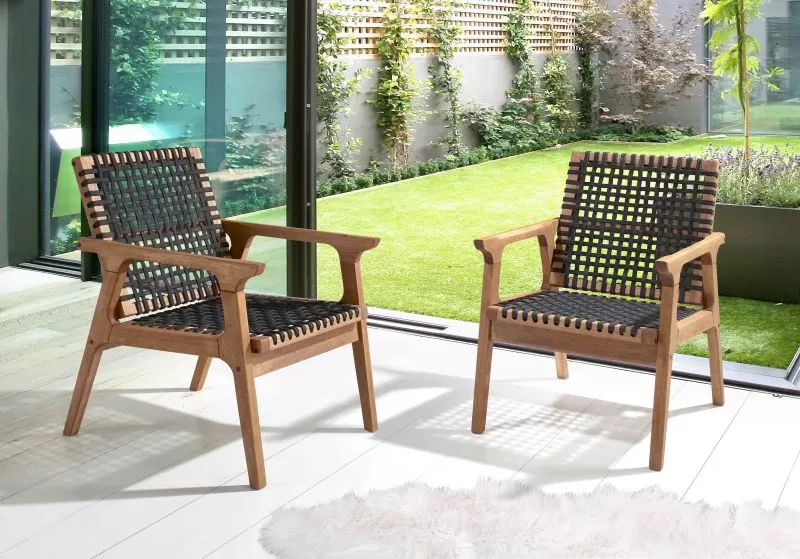 Poltrona em Madeira Corda Preta *Fixa | Linha Traço - Espaço Casa e Jardim