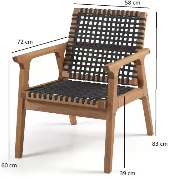 Poltrona em Madeira Corda Preta *Fixa | Linha Traço - Espaço Casa e Jardim