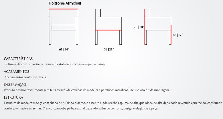  Poltrona em Aproximação 1 lugar I Diversas opções de revestimento I Encosto com rede 