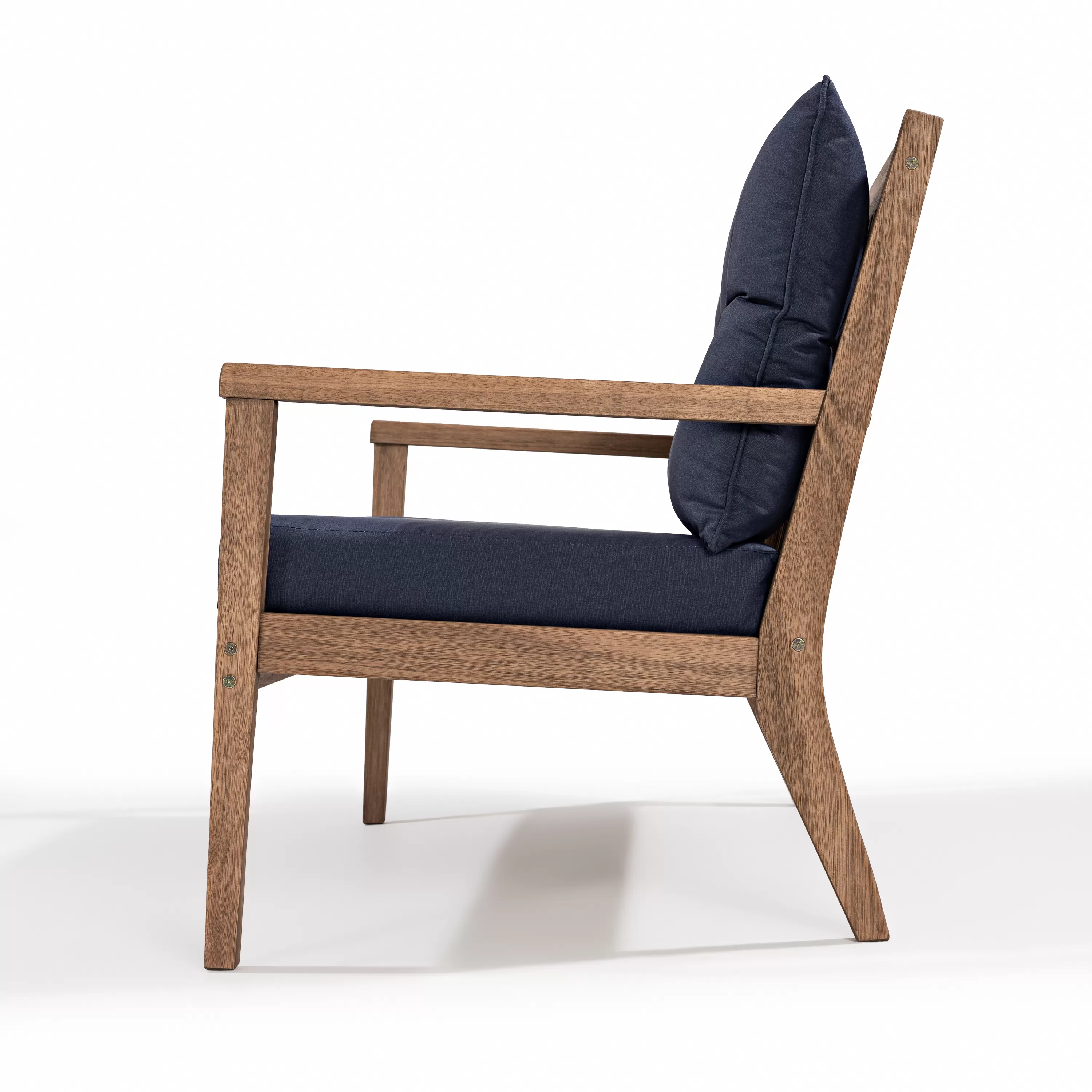 Sofá Riade para Área Gourmet em Madeira com assento e encosto estofados - 2 Lugares | Acabamento em Verniz - Espaço Casa e Jardim