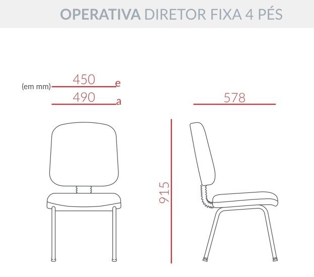 Cadeira Operativa Premium Diretor - Base 4 Pés *Sem Braços