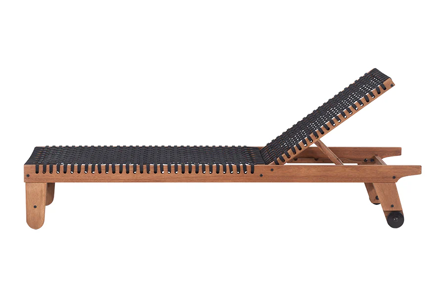 Espreguiçadeira em Madeira e Corda Náutica Preta | Linha Traço - Espaço Casa e Jardim