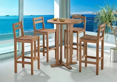 Mesa Bistrô Primavera Área Externa - Madeira Eucalipto, com Acabamento Stain Jatobá - Espaço Casa e Jardim