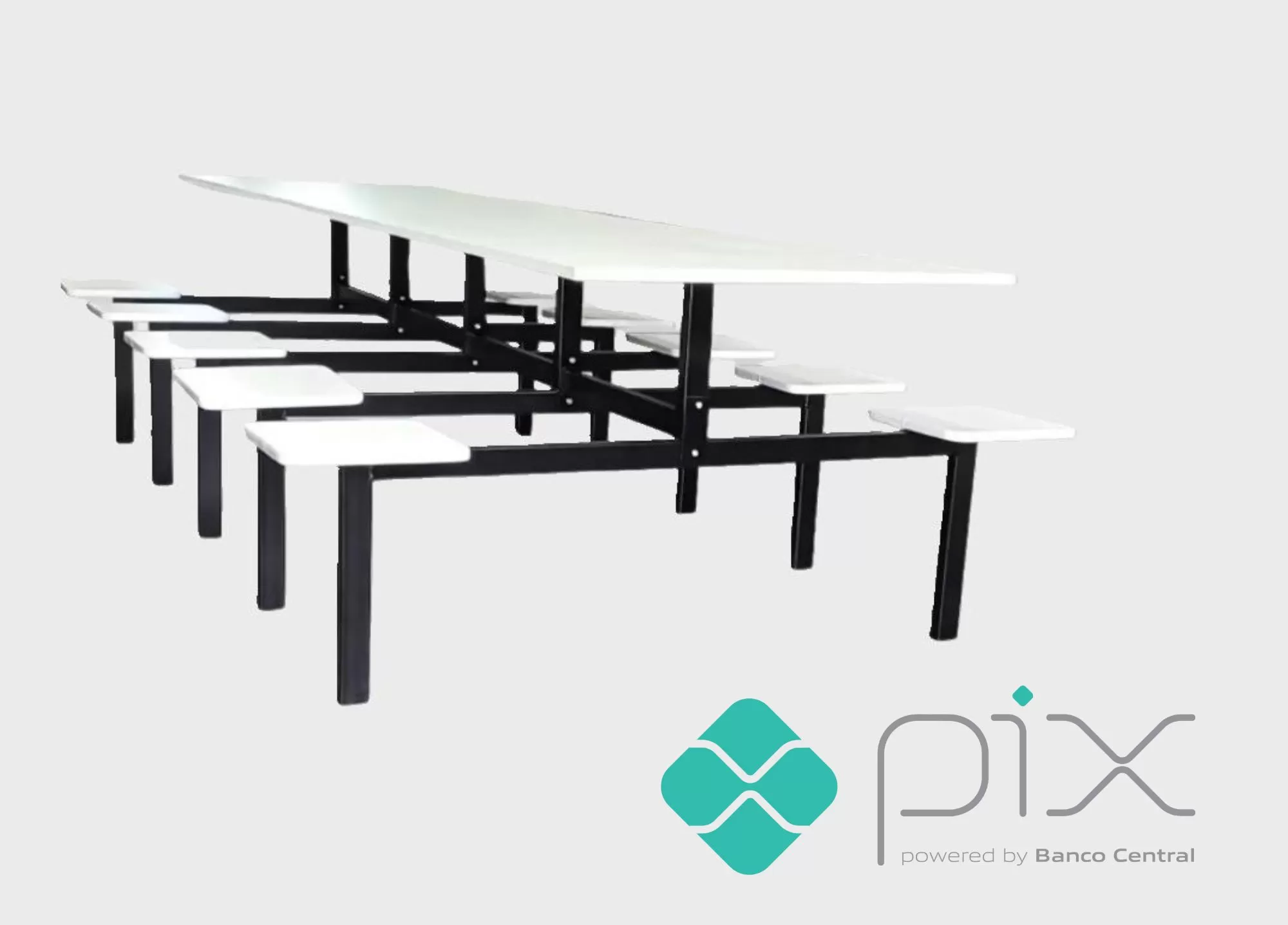 Mesa para Refeitório Industrial 06 Lugares - TAMPO E BANCOS EM MDF 18MM | Barra Alta - PROMOÇÃO VIA PIX!!