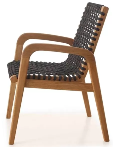 Cadeira em Madeira Corda Preta *com braço | Linha Traço - Espaço Casa e Jardim