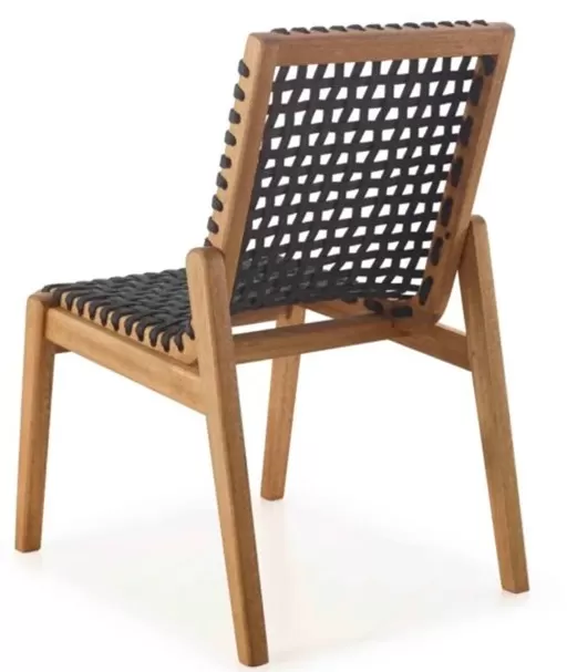 Cadeira Em Madeira Corda Preta *sem braço | Linha Traço - Espaço Casa e Jardim