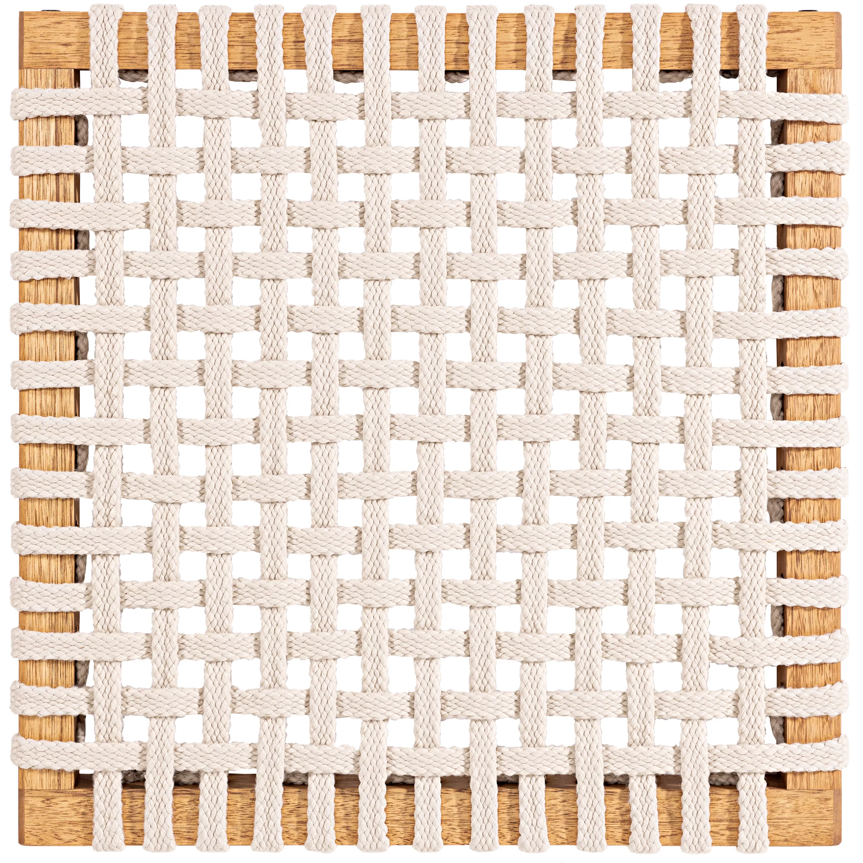 Mesa de Jantar em Madeira Corda Areia e Cores | Linha Traço - Alt. 0,75 cm X Larg. 1,40 cm X Prof. 0,93 Cm - Espaço Casa e Jardim