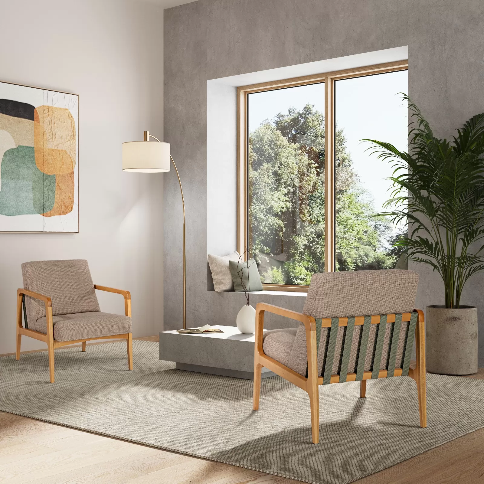 Poltrona Lilac em madeira, com assento e encosto estofado | Acabamento em Verniz - Espaço Casa e Jardim