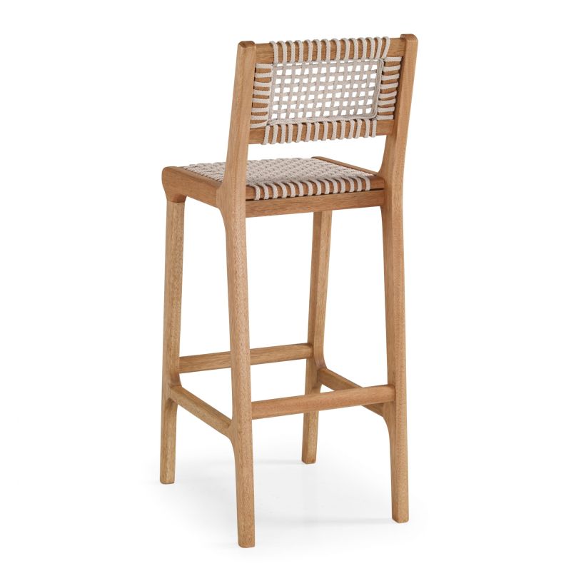 Banqueta em Madeira Corda Areia e Cores | Linha Traço - Espaço Casa e Jardim