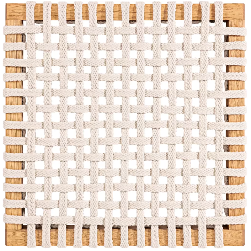 Sofá em Madeira 3 Lugares Corda Areia e Cores | Linha Traço - Alt. 0,83 cm X Larg. 1,55 cm X Prof. 0,72 cm - Espaço Casa e Jardim