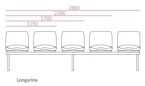 Longarina Ergoplax 4 Lugares - Assento Anatômico sem estofado | Diversas cores