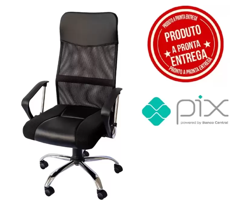 Cadeira para Escritório SLIM Presidente | Assento Estofado, Base Cromada - Cadeira Home Office SUPER OFERTA!