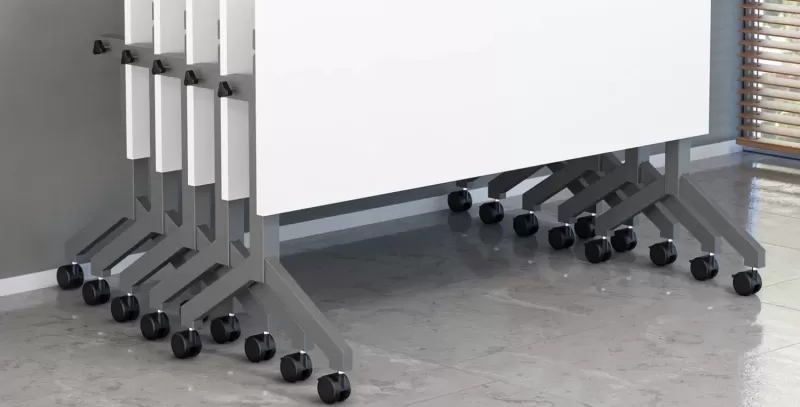 Mesa Escritório e Reunião Rebatível | Larg. 1600 x Prof. 700 x Alt. 750 - Tampo 25mm *com rodízios