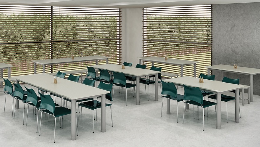 Mesa Refeitório 8 Lugares - Larg. 2,60 m x Prof. 80 cm x Alt.72 cm | Tampo Mdp 18mm Melamínico