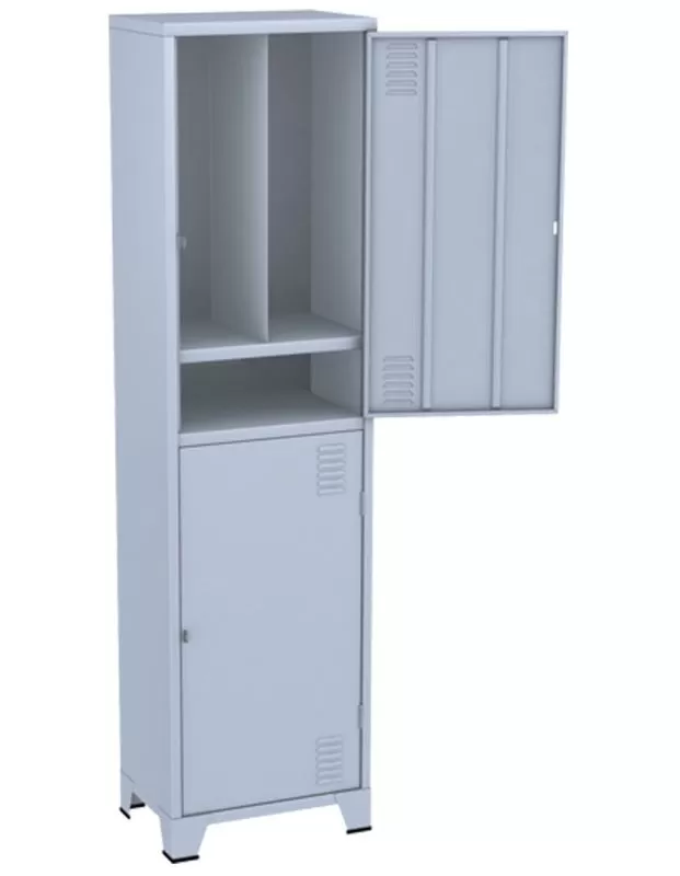 GRP-02 INS Chapa 26 - Roupeiro de aço Insalubre 2 portas com sapateira - NR 24 e NR 18