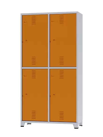 GRP-04 INS Chapa 26 - Roupeiro de aço Insalubre 4 portas | Divisão Vertical