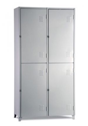 GRP-04 INS Chapa 26 - Roupeiro de aço Insalubre 4 portas com sapateira - NR 24 e NR 18