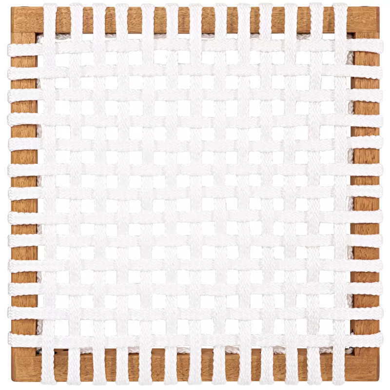 Banco em Madeira Corda Areia e Cores | Linha Traço - Alt. 0,43 cm X Larg. 1,40 cm X Prof. 0,37 cm - Espaço Casa e Jardim