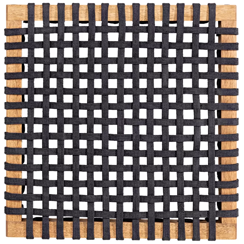 Banco em Madeira Corda Preta | Linha Traço - Alt. 0,43 cm X Larg. 1,40 cm X Prof. 0,37 cm - Espaço Casa e Jardim