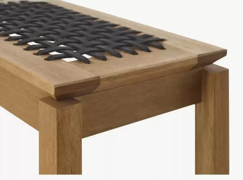 Banco em Madeira Corda Preta | Linha Traço - Alt. 0,43 cm X Larg. 2,20 cm X Prof. 0,37 cm - Espaço Casa e Jardim