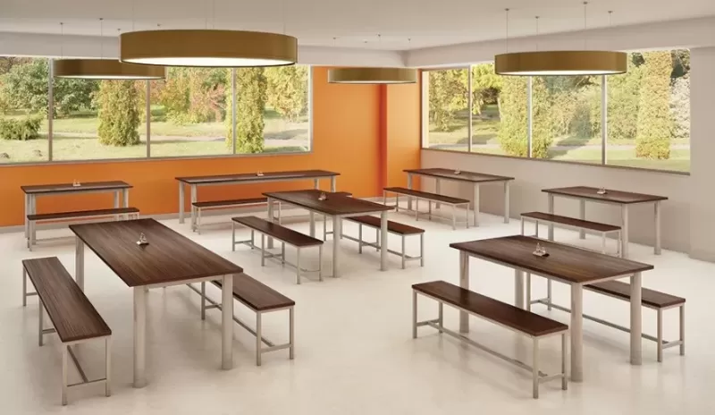 Mesa Refeitório 4 Lugares - Larg. 1,20 m x Prof. 80 cm x Alt.72 cm | Tampo Mdp 18mm Melamínico