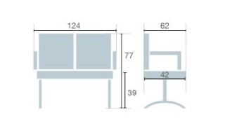 Cadeira Longarina Aeroporto Charm 2 Lugares - Metálica Cromada | Estofada