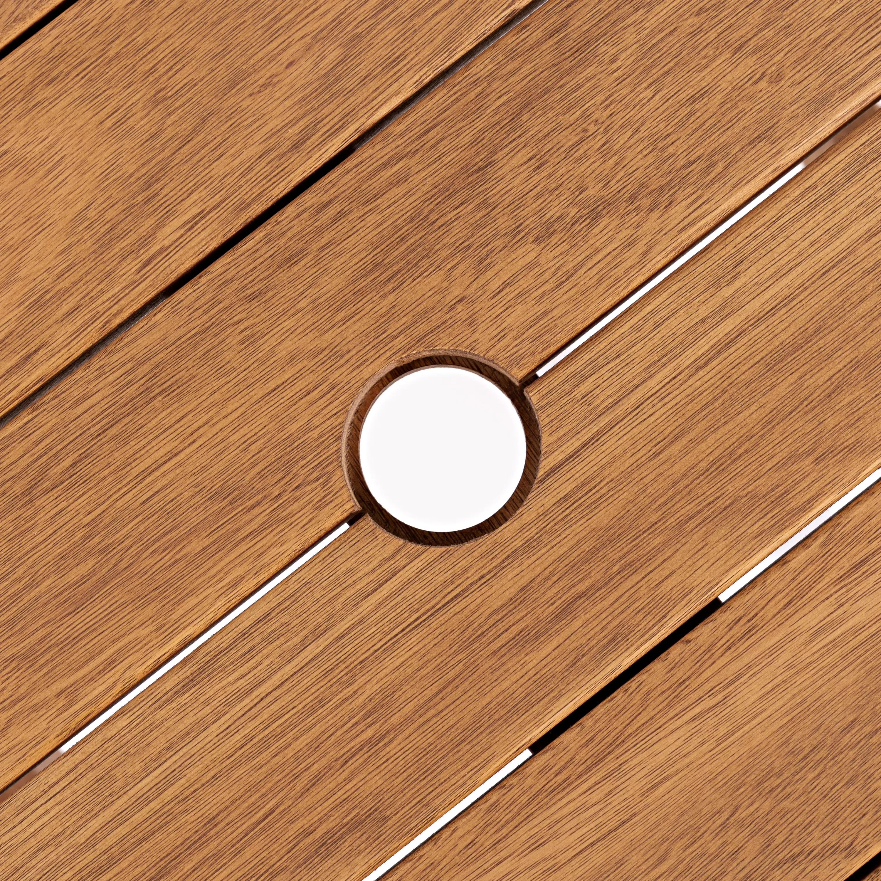 Mesa Dobrável Primavera Quadrada 80 cm X 80 cm para Área Externa - Madeira Eucalipto, Acabamento Stain Jatobá - Espaço Casa e Jardim