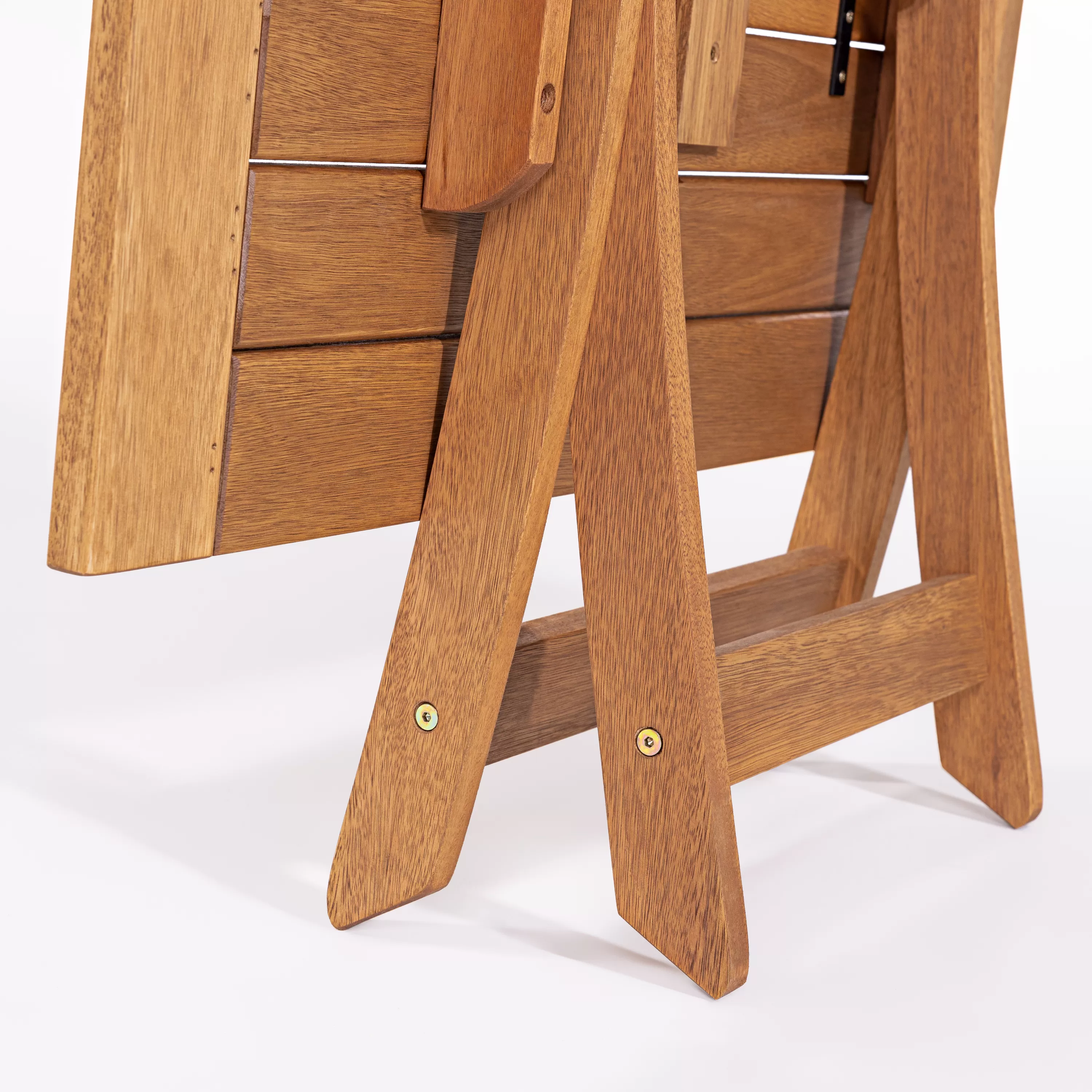 Mesa Dobrável Primavera Quadrada 80 cm X 80 cm para Área Externa - Madeira Eucalipto, Acabamento Stain Jatobá - Espaço Casa e Jardim