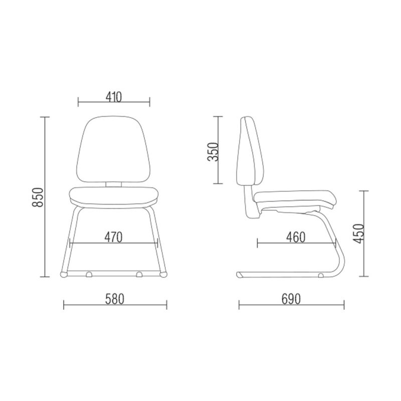 Cadeira para Escritório SKY Aproximação | Assento e Encosto estofado *com braço