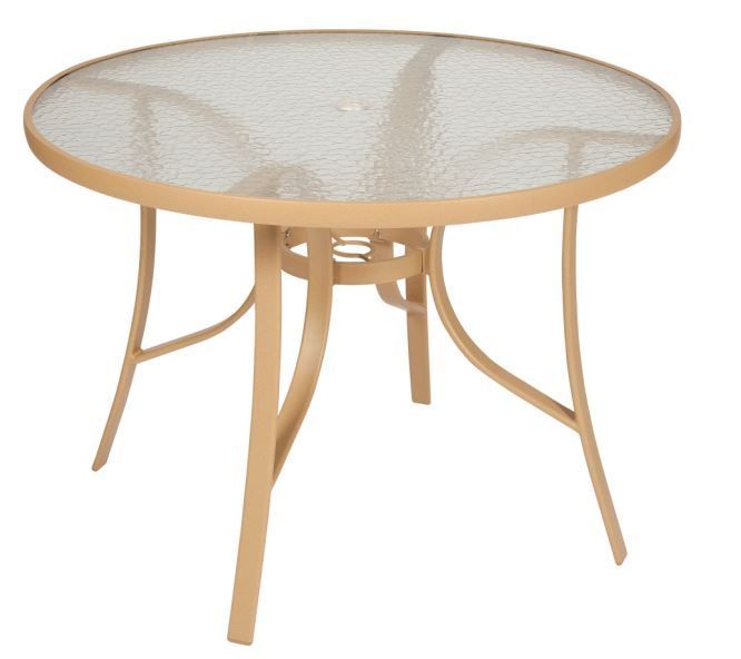 Mesa Para Piscina Summer - Alumínio Bege, Com Tampo De Vidro Jateado | ø 105 Cm * Mesa Redonda