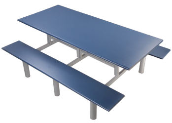 Mesa Refeitório 4 Lugares - Larg. 1,20 M X Prof. 80 Cm X Alt.68,5 Cm | Tampo Mdp 25mm Melamínico | Banco Coletivo