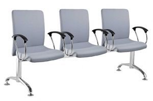 Longarina Square 3 Lugares - Estofada, Cromada | Couríssimo Especial