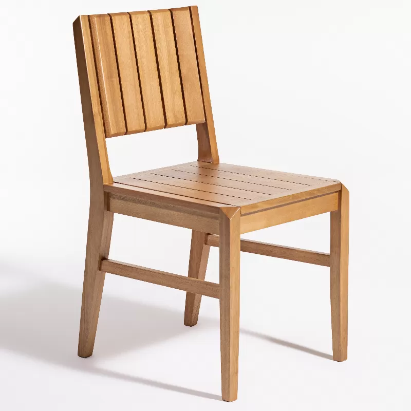 Cadeira Angra Para Área Gourmet Em Madeira E Assento Em Madeira | Acabamento Em Verniz - Espaço Casa E Jardim