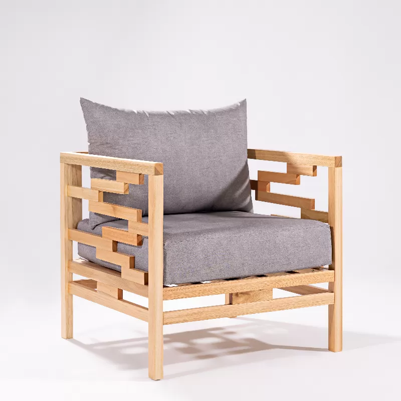 Poltrona Grécia Para Área Gourmet, Em Madeira E Estofado - 1 Lugar | Acabamento Em Verniz - Espaço Casa E Jardim