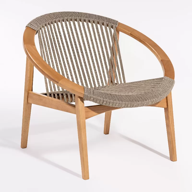 Poltrona Luxor Para Área Gourmet Em Madeira E Corda Náutica | Acabamento Em Verniz Natural - Espaço Casa E Jardim