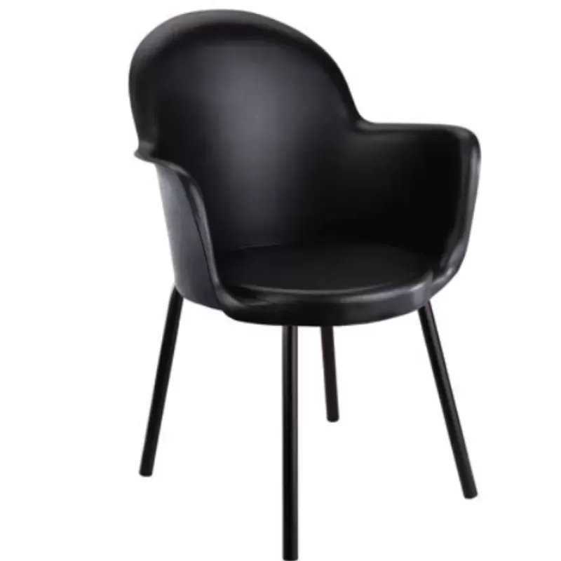 Cadeira Boston Com Braço - Estrutura Fixa Preta Ou Cinza