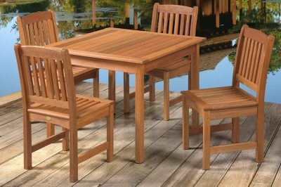 Conjunto Em Madeira Gourmet 90 Cm - 1 Mesa Quadrada Fixa De 0,90 Cm X 0,90 Cm + 4 Cadeiras Fixas Sem Braço